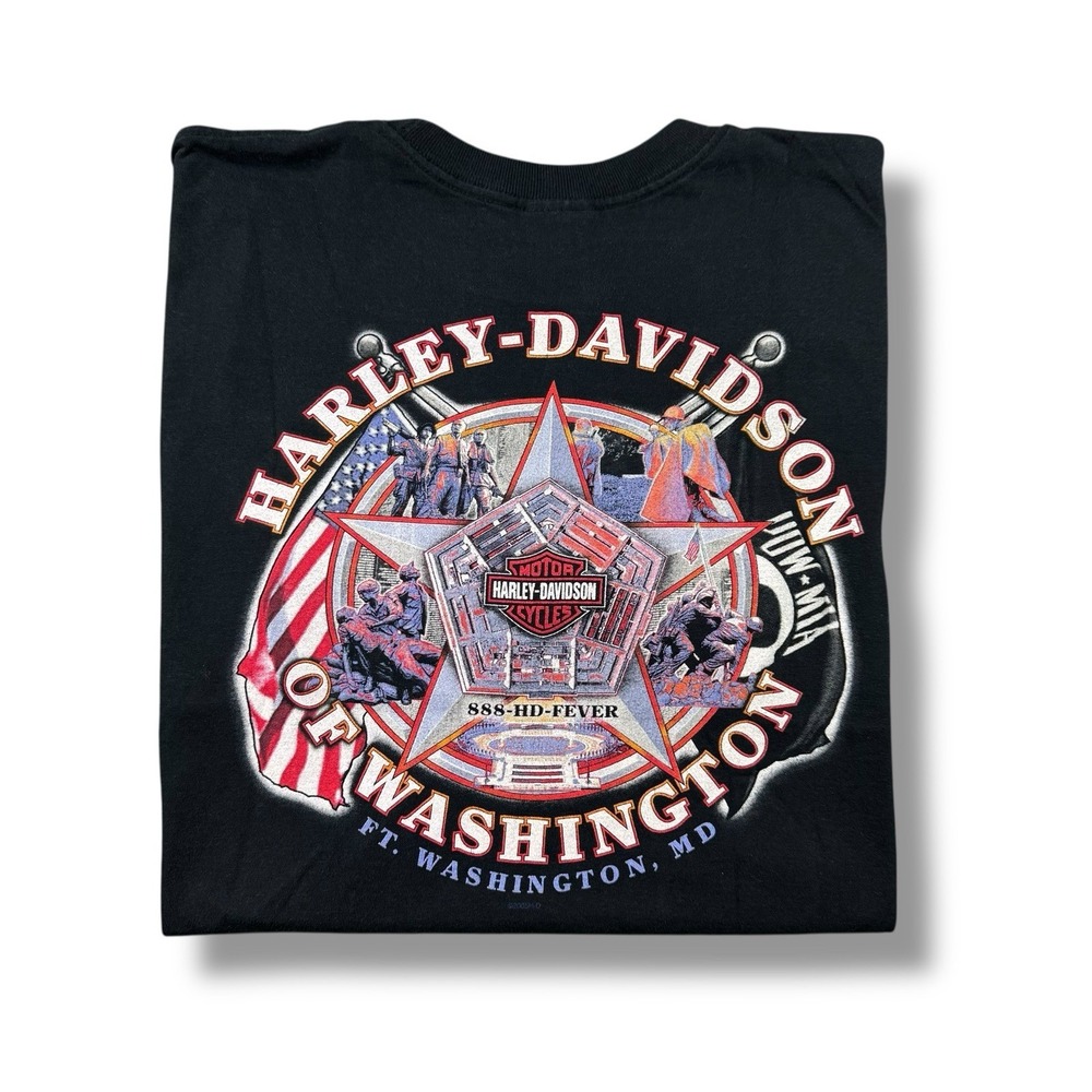 VTG 2005 Harley Davidson Ft. Washington Maryland Black T-Shirt Faded USA Made